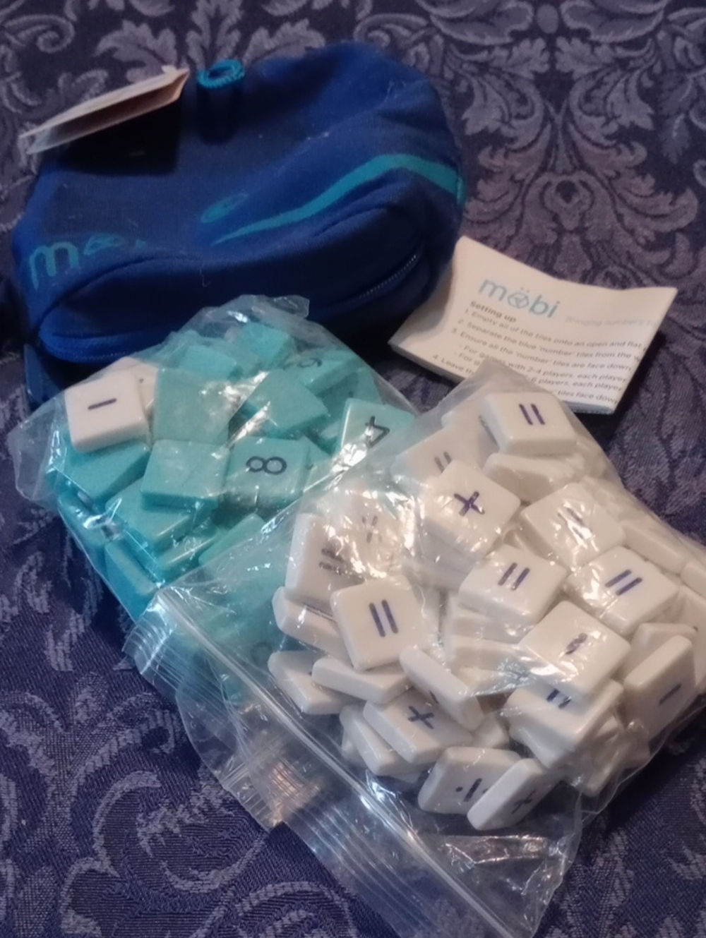 Portable Math Tiles Set - White & Teal